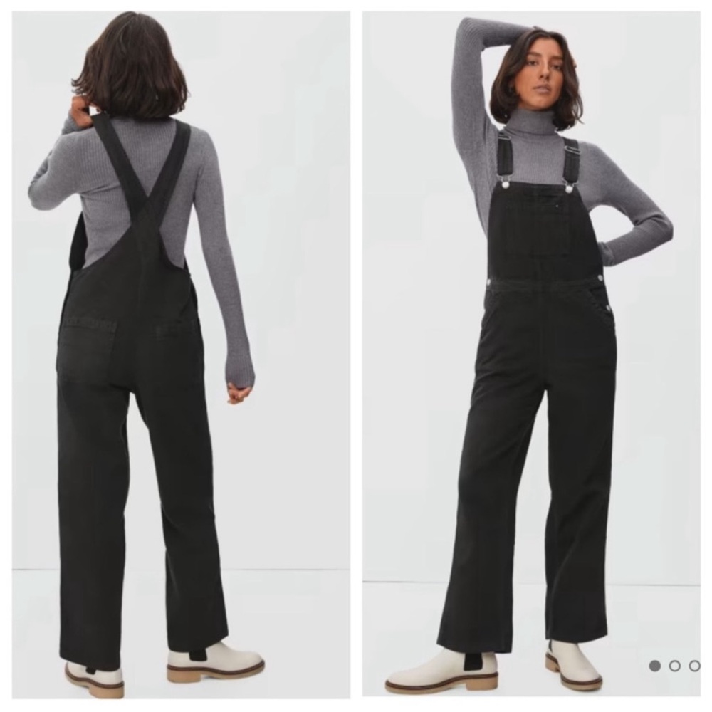 EVERLANE The Canvas Overalls Straight Leg Relaxed Fit in Black Size 8